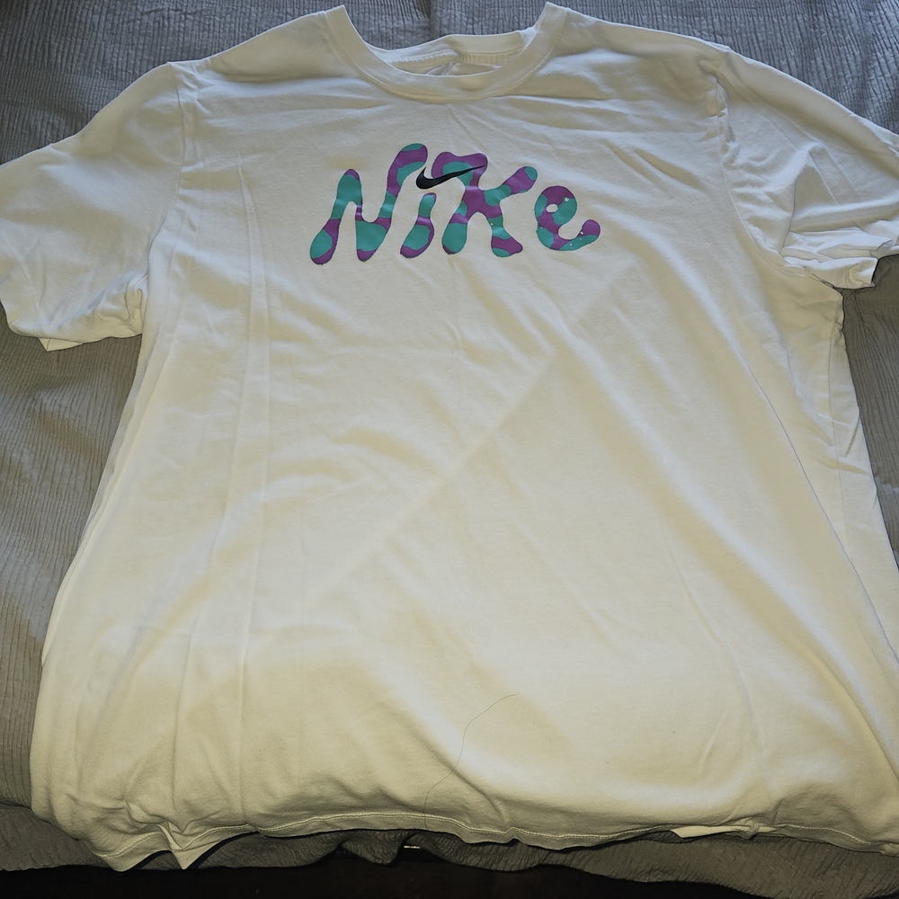 Nike White T-Shirt with Multicolor Logo